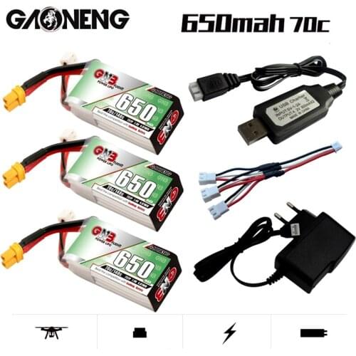 Gaoneng GNB 650mAh 7.4V 2S HV Lipo Battery With Charger 70C/140C XT30U-F Plug for DYS FPV Racing Drone 4 Axis RC Drone Parts