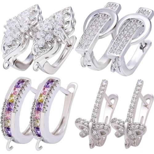 Juya DIY Earrings Material Supplies Gold/Silver Color Creative Basic Earring Hooks Clasp Accessories For Fashion Earrings Making