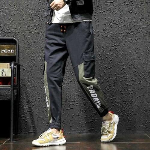 Outdoor 2019 spring autumn hip hop Cotton elastic waist teenagers Hiking tactical trekking overalls climbing patchwork pants men
