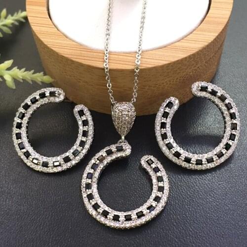 Lanyika Jewelry Simpleness Clasp Colours Micro inlay Necklace with Earrings for Banquet Luxury Best Gift