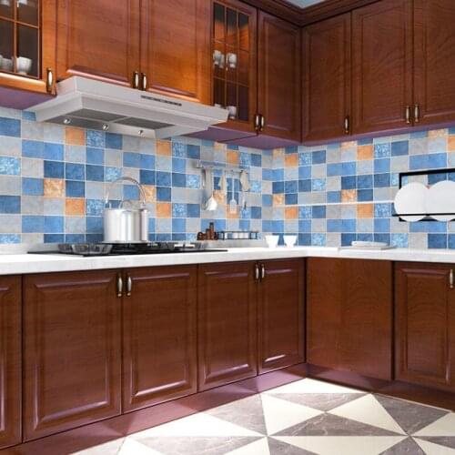 Kitchen oil-proof stickers self-adhesive small lattice brick pattern waterproof tile stove cabinet renovation stickers