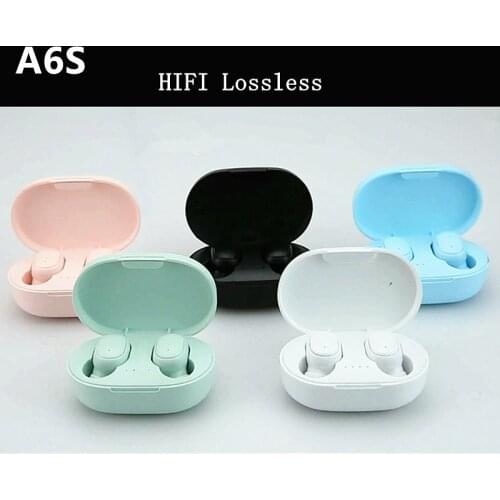 Mini A6S TWS Bluetooth 5.0 Earphone Wireless Headphone Stereo Headset sport Earbuds microphone with charging box for smartphone