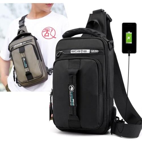 Fashion Men Nylon Backpack Rucksack for Charging USB Interface Male Crossbody Bag Shoulder Messenger Chest Bags Knapsack Daypack
