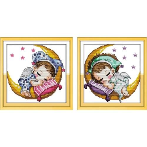 Everlasting Love The Moon Baby Chinese Cross Stitch Kits Ecological Cotton Printed Stampted 11 14 DIY Gift Christmas Decorations