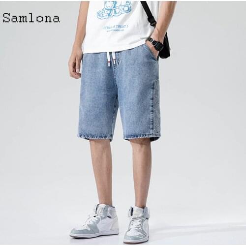 2021 New Stylish simplicity Men Denim Half Pants Multi-pocket Short Jeans Men Casual Trend All-match Classic Loose Denim Shorts