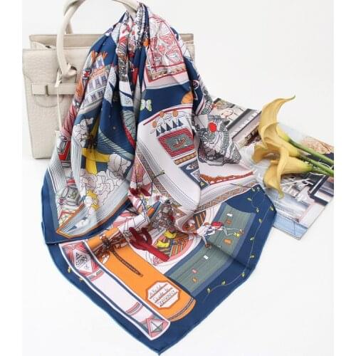 New Arrival Fashion Elegant Brand Design 100% Twill Silk Scarf 90 cm Square Shawl Twill Wrap for Women Lady Girl