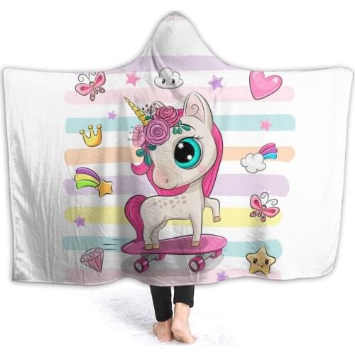 Unicorn Wearable Throw Blanket with Hooded for Children and Adults Scout Regiment Plush Anime Thicken Blanket In Winter