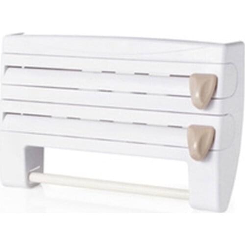 Portable Kitchen Cling Film Sauce Bottle Storage Rack Container Paper Towel Holder with Cutting Blades Home Kitchen Supplies