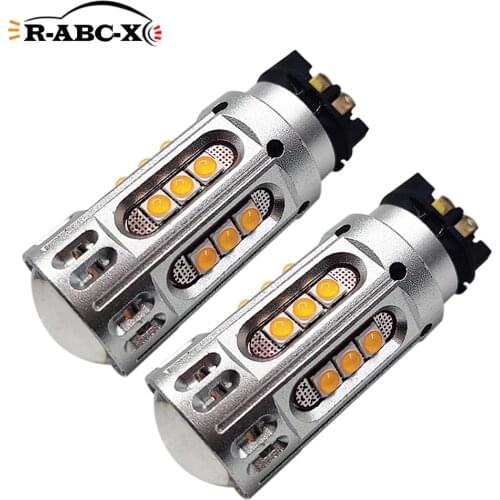 RUIANDSION 2Pcs PWY2W C'REE 25SMD LED Car Front Turn Signal Light Goods Vehicle Fog Lamp 10W 2000Lm 10V-30V 12V 24V Amber Yellow