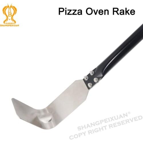Pizzathome 49 Inch Long Ash Wood Cleaning Rake Slag Scraper for Brick Pizza Oven Long 304 Stainless Steel Tool Rabbler Brush Set