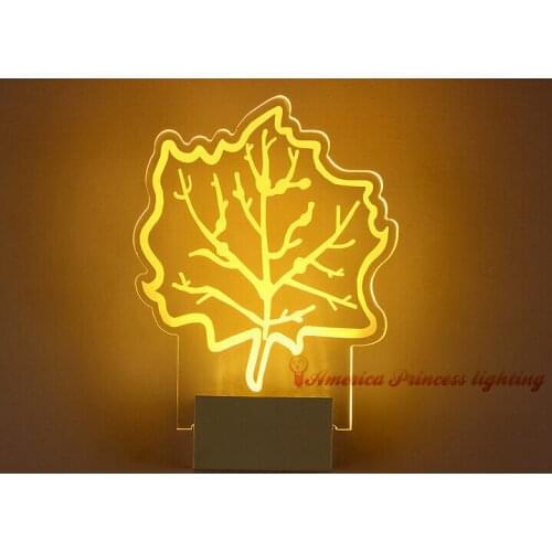 Free shipping LED childrens room bedroom bedside aisle stairs Maple Leaf lamp, warm white, size: 23CM * 19CM * 5CM, AC110-240V