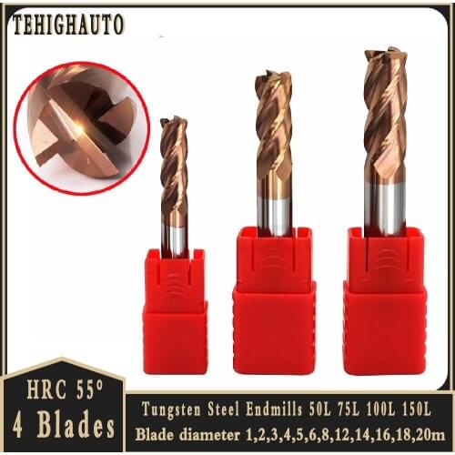 Carbide End Mills Tungsten Machine Milling Cutter 2 4 Blade Metal Key Seat Face Router Bit HRC55 Milling Cutter Metal CNC Tools