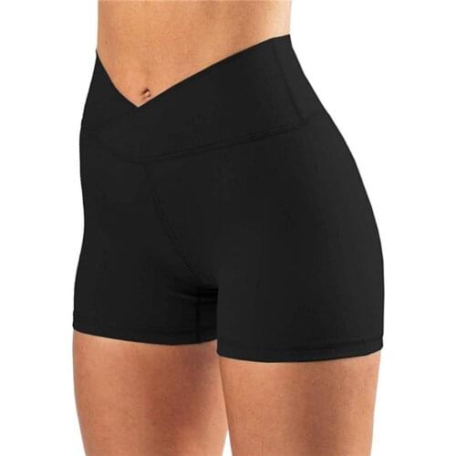 Sweat-absorbent Casual High Waist Solid Color Sports Shorts Soft Shorts Cross Waist for Sports
