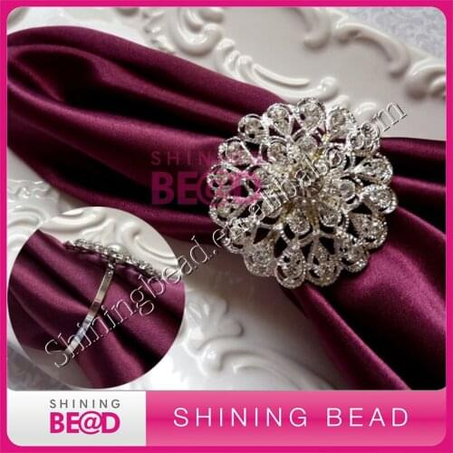 High quality clear rhinestone napkin ring for wedding table,free shipping