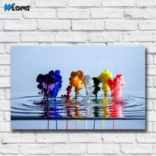 WLONG Fashion Oil Painting Colors-In-Water Abstract Wall Art Canvas Prints Pictures For Living Room And Bedroom No Frame