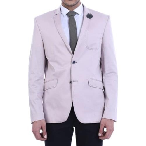 Colorful Yarn Elbow Modeled Cream Blazer