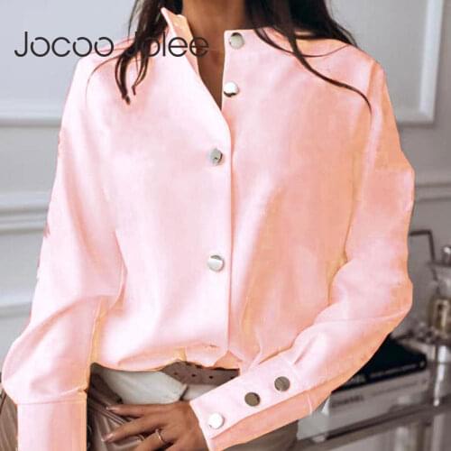 Jocoo Jolee Women Elegant White Blouse Shirt Women Long Sleeve Button Fashion Blouse Spring Solid Tops and Blouses Plus Size 3XL