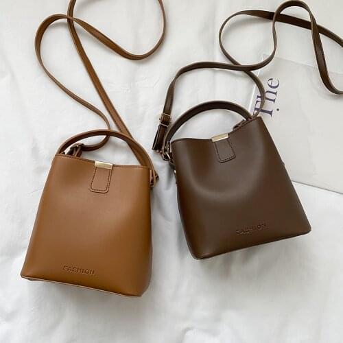 Crossbody Ladies Bag Bucket Handbag Fashion Solid Colors Top-handle Leather Shoulder Bags for Business Leisure Travel
