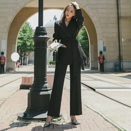 Women suit set skirt female fashion temperament new lace-up suit wide leg pants two-piece suit OL occupation 2 piece set women