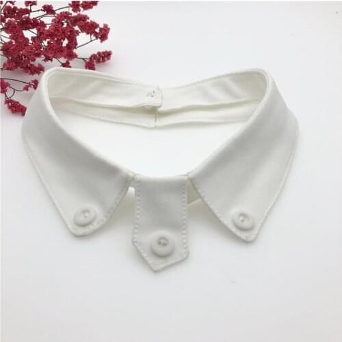 2021 Women Neck Tie Chiffon Cotton Leopard Denim Button Neckline Fake Collar Elegant Detachable False Collar Removable Lapel Top