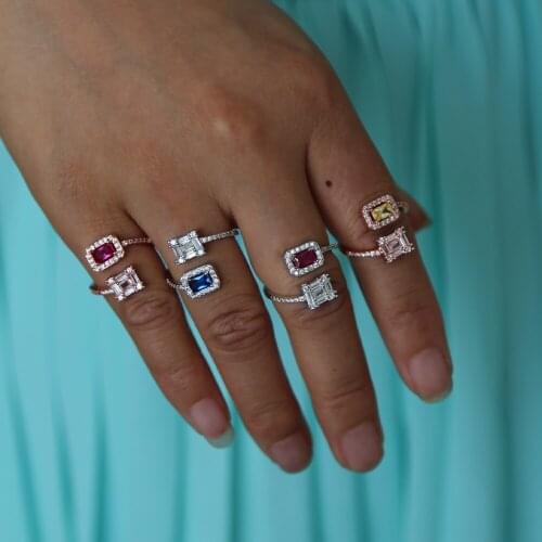 Hot Crystal CZ Girl Adjustable Open Rings New 2018 Colorful Zircon Stones Ring For Women Wedding Jewelry Accessories Gift