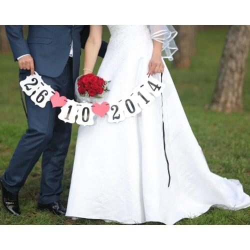 1Set Custom Date Banner DIY for Wedding Photobooth Hanging Paper Garland Birthday Party Decor Supplies