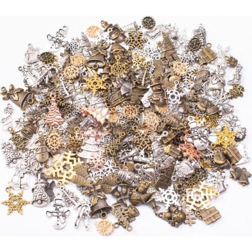 100g/Lot Antique Silver Plated Christmas Trees Snowman Charm Mixed Wholesale Charms For Diy Jewelry Making