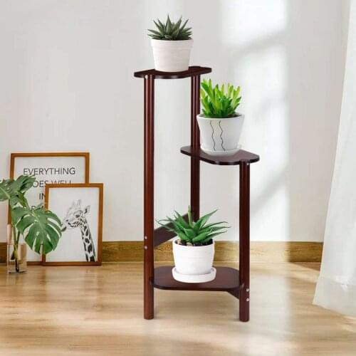 3 Tiers Bamboo Flower Planter Pot Stands Plant Rack Display Shelves Storage Shelf Support For Flowers Indoor Outdoor Yard