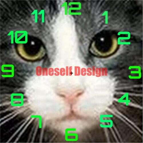 5d diamond painting full square with clock diamond embroidery full with clock cat rhinestone pictures diamond art kit diy frame