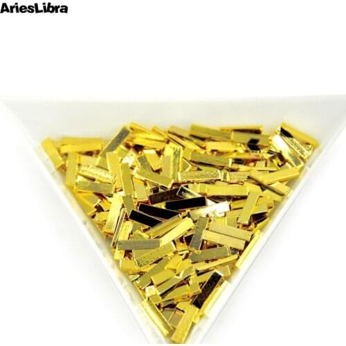AriesLibra 20PCS Gold-Plated Strips Rhinestone Stickers 4 Size Nail Art Decorations Nail Rhinestones Accessories Nail Art Design