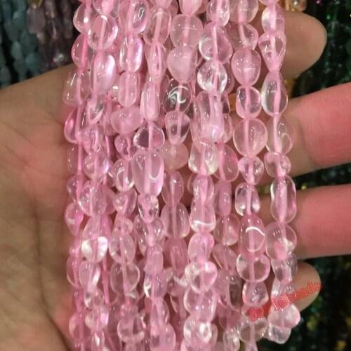 Free Shipping 6-8mm Irregular Rose Pink Quartz Loose Beads Natural Shaped Stone Beads For Jewelry Making 15