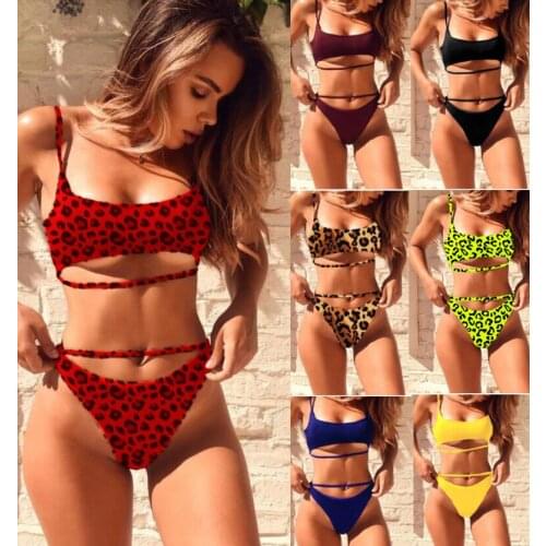 9 Color Bikini New Split Swimsuit Pure Color Sexy Bikini Swimwear Women