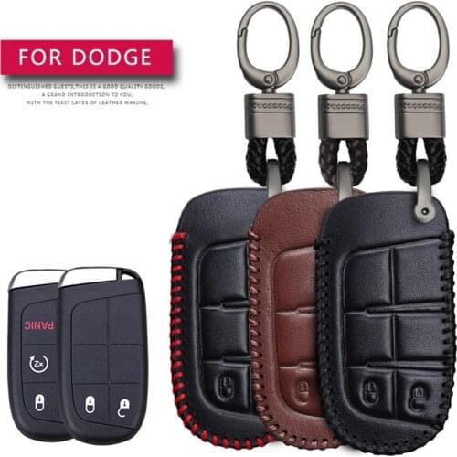 For Dodge Journey Charger Dakota Challenger Coupe Caravan Caliber Car Key Protection Shell Key Case Cover Leather Keyring Shell