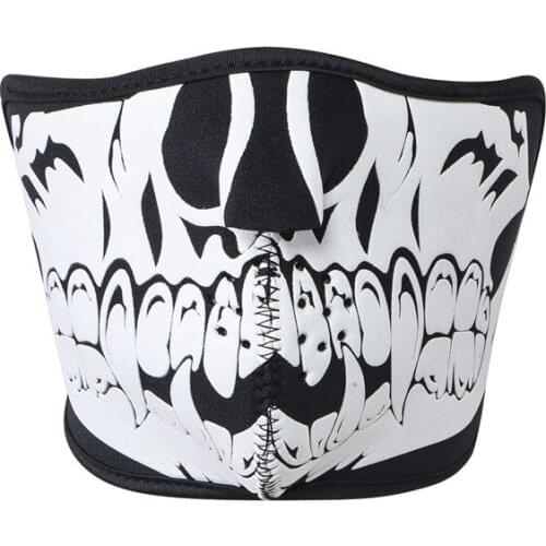 Skull Black Reversible Neoprene Half Face Mask Winter Sport Mask Windproof Ski Motorcycle Cycling Sport Biker