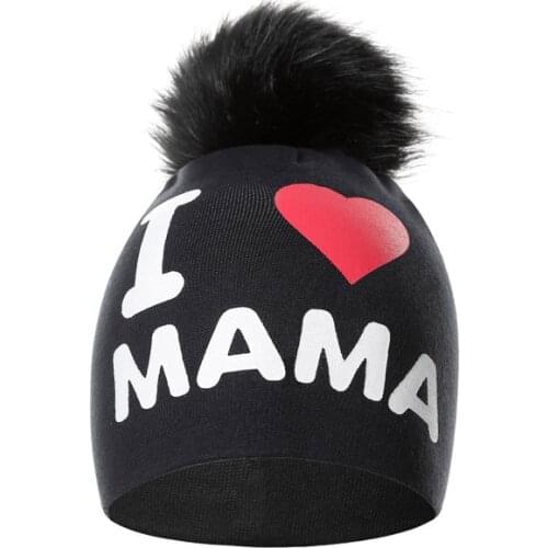 Baby Hat Toddler Boys Girls Pompom Knitted Hats Cute I Love Papa Mama Beanie Caps Bonnet Children Hats Beanies For Kids