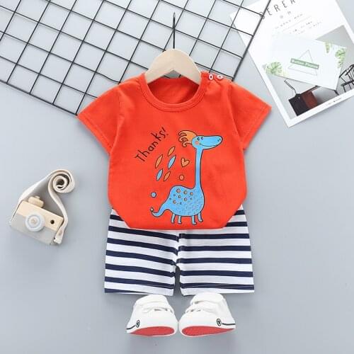 Children Boys Girls Suits 2018 New Cartoon Summer Boys Clothes T-shirts Shorts Children Clothing Set Cotton Kids Outfits