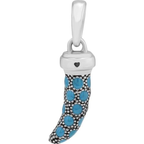 European Fashion 925 Silver Enamel Italian Blue Horn Beads for Jewelry Making Fits Snake Bracelet Necklace QANDOCCI