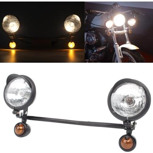 Motorcycle Spot Fog Lamp Passing Turn Signal Lights Bar Black Accessories For Harley Honda Yamaha Kawasaki Suzuki Cruiser