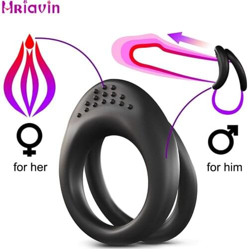 Flexible Silicone Penis Ring Time Delay Ejaculation Cock Rings Mens Masturbator Sex Toys For Men Couple Dick Dual Rings Massage