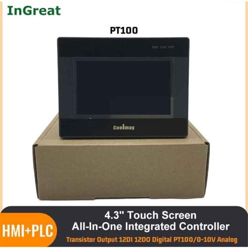 4.3"Inch HMI PLC All-in-one Integrated CPU Controller Touch screen DC 24V Relay Output Digital I/O 12DI 12DO RS232 FX2N