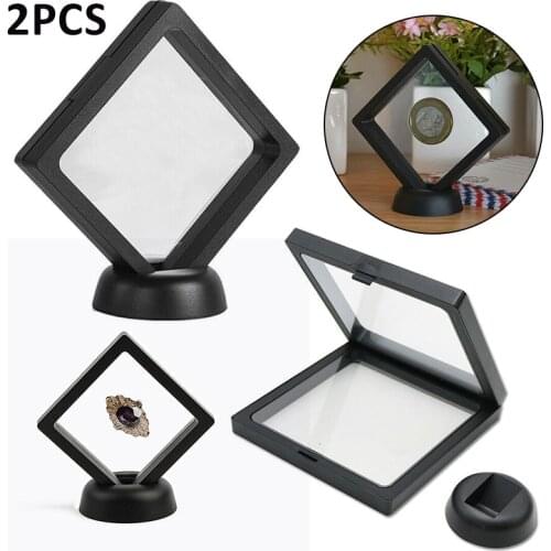 Floating Coin Display Transparent Film Jewelry Packing Box Suspended Ring Earrings Display Stand Holder Coin Collection Gems Sto