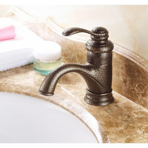 European-style brass retro simple basin faucet under counter basin faucet Roman bronze craft thick base faucet