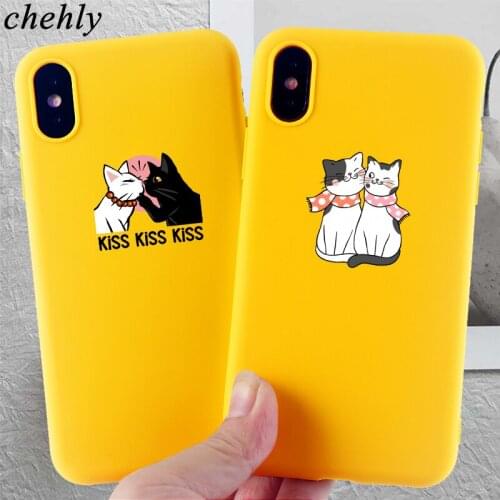 Sweetheart Cell Phone Case for IPhone 6s 7 8 11 Plus Pro X XS MAX XR Cute Cat Cases Soft Silicone Fitted TPU Accessories Covers