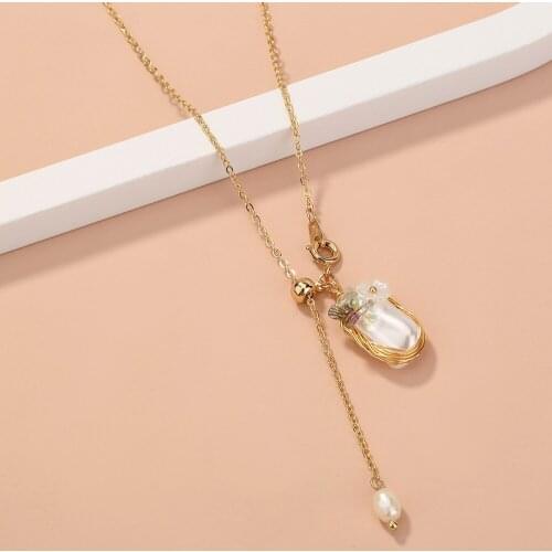 Fashion Pearl Necklace For Women Gold Filled Choker Butterfly Flower Pendants Femme Collares Boho Long Necklace Jewelry
