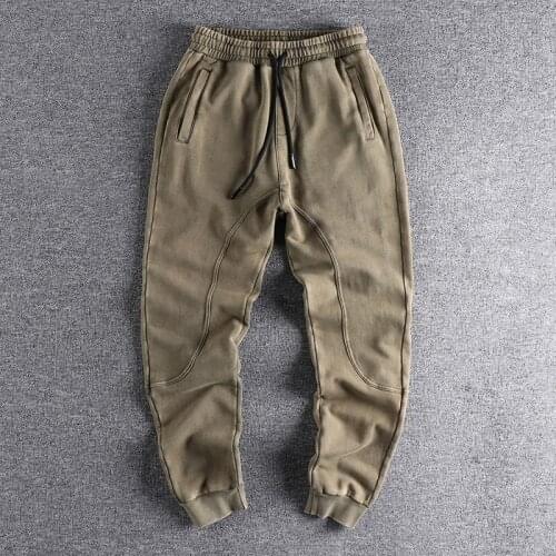2021 Autumn and winter cotton loose toe guard pants mens versatile drawstring sweatpants splicing casual trouser 333