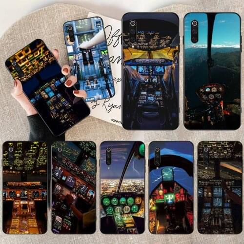 PENGHUWAN aircraft Plane cockpit Soft black Phone Case for Redmi Note 8 8A 7 6 6A 5 5A 4 4X 4A Go Pro Plus Prime