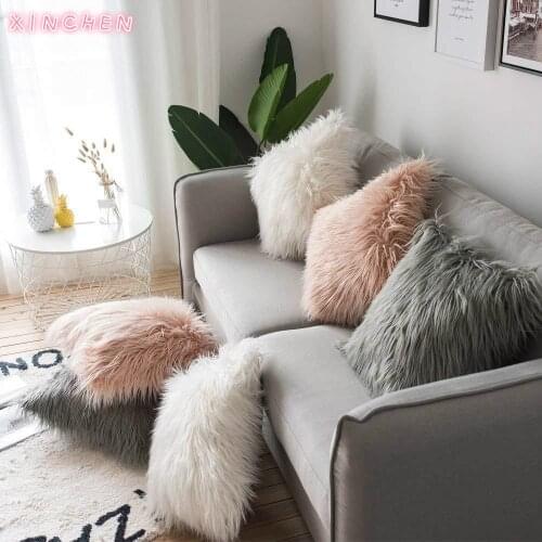 Soft Fur Plush Cushion Cover Home Decor Pillow Covers Living Room Bedroom Sofa Decorative pillowcase 45x45cm shaggy fluffy cover