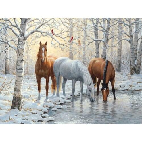 Animal Horse DIY 11CT Cross Stitch Embroidery Kits Craft Needlework Set Cotton Thread Printed Canvas Home Decoration Wholesale