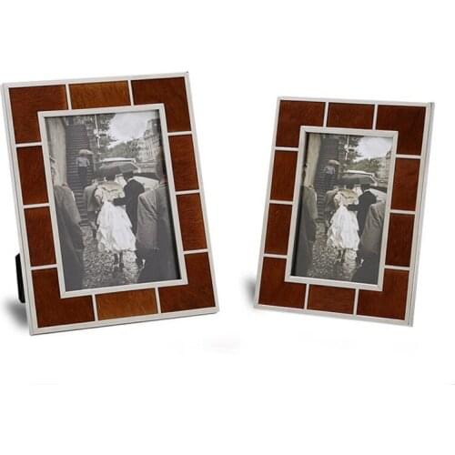 Yakri Desktop Free Standing PU Leather with Metal Photo Frames for Home Decoration MPF062