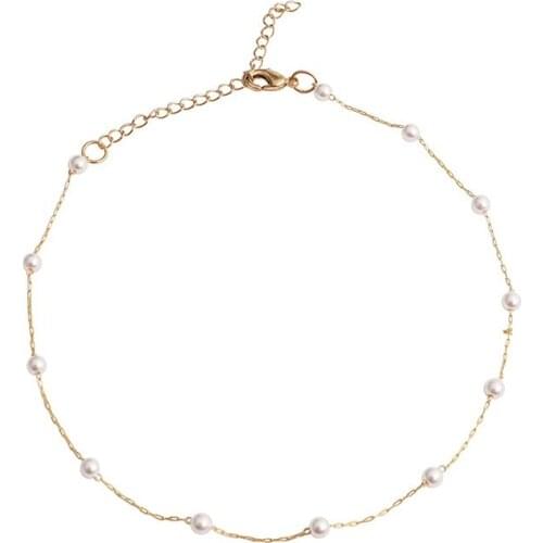 2021 Gold plating Chain Necklace Jewelry for women 4-5mm Mini Natural Freshwater Pearls Jewelry Fashion Jewelry To Gift